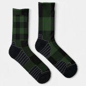 Buffalo Check Celtic Grün und Schwarz kariert Socken (Rechts)