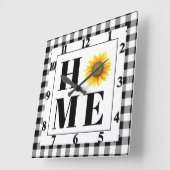 Buffalo check sunflower "Home" Quadratische Wanduhr (Winkel)