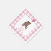Buffalo Check Teddy Bear and Balloon Baby Shower Serviette (Ecke)