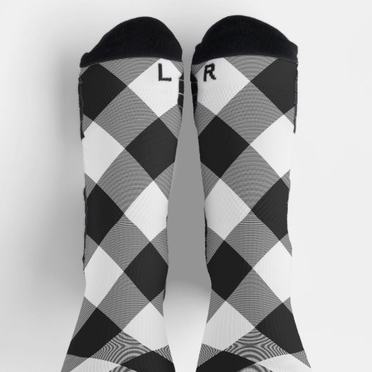 Buffalo Check White and Black Squares Plaid Socken (Oben)