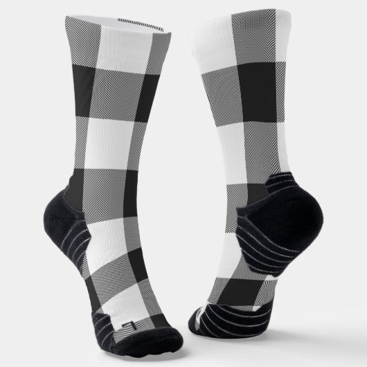 Buffalo Check White and Black Squares Plaid Socken (Gewinkelt)