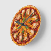 Buffalo Chicken Pizza Runde Wanduhr (Winkel)