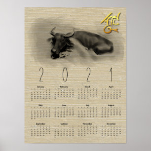 Buffalo Chinesischer OX Neujahrskalender 18X24 p Poster