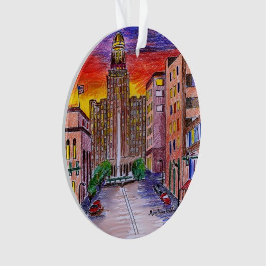 Buffalo City Hall HandGezeichnet Handgemälde Ornament (Vorderseite)