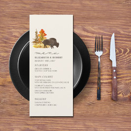 Buffalo Fall Foliage Bison Script Wedding Menu Menükarte