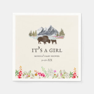 Buffalo Floral Mountains Girl Babydusche Serviette