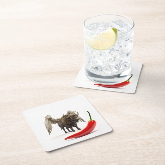 Buffalo Flügel mit Chili Pepper Rechteckiger Pappuntersetzer (Vor Ort)