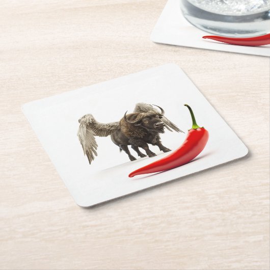 Buffalo Flügel mit Chili Pepper Rechteckiger Pappuntersetzer (angewinkelt)