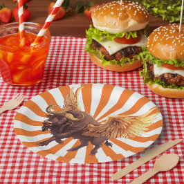 Buffalo Flügel mit orangefarbener Sternexplosion Pappteller