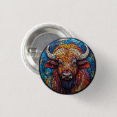 Büffalo gestettete Glaskunstwerke Button (Vorne & Hinten)