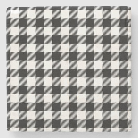 Buffalo Gingham Black and White Karo Kariert Throw Steinuntersetzer (Vorderseite)