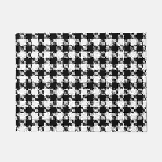 Buffalo Gingham Black and White Karo Kariert Wrapp Fußmatte (Vorderseite)