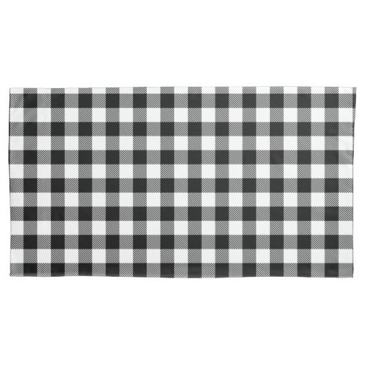 Buffalo Gingham Black and White Karo Kariert Wrapp Kissenbezug (Vorderseite-Links)