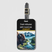 Buffalo Grazing by Serene Stream Gepäckanhänger (Vorderseite Vertikal)