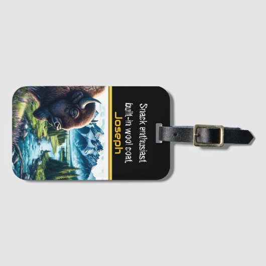 Buffalo Grazing by Serene Stream Gepäckanhänger (Vorderseite (Horizontal))