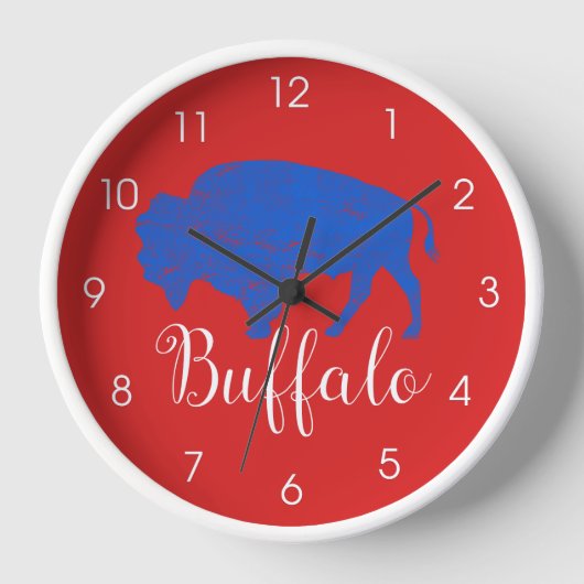 Buffalo Grunge Distressed Blue Red New York 716 Cl Uhr (Vorderseite)