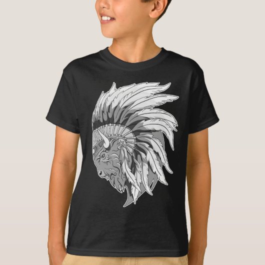 Buffalo Head mit indianischer Hitze Kinder T - Shi T-Shirt (Vorderseite)