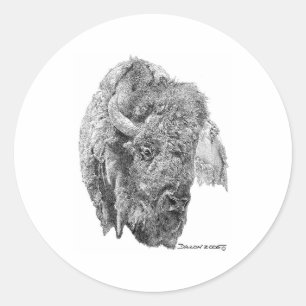 Buffalo Head Runder Aufkleber