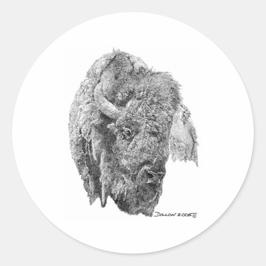 Buffalo Head Runder Aufkleber (Vorderseite)