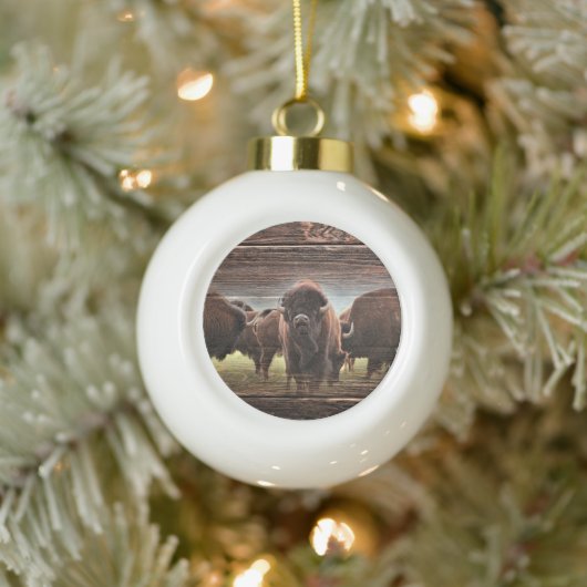Buffalo Herd Keramik Kugel-Ornament (Baum)