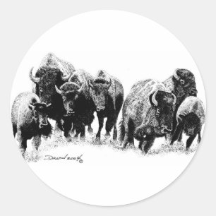 Buffalo Herd Runder Aufkleber