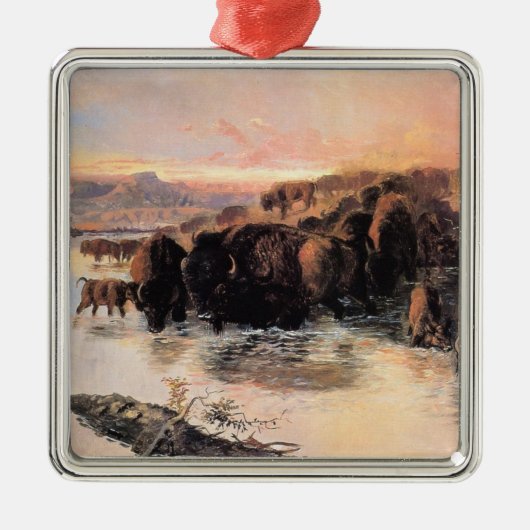 Buffalo Herd (von Charles M. Russell) Ornament Aus Metall (Vorne)