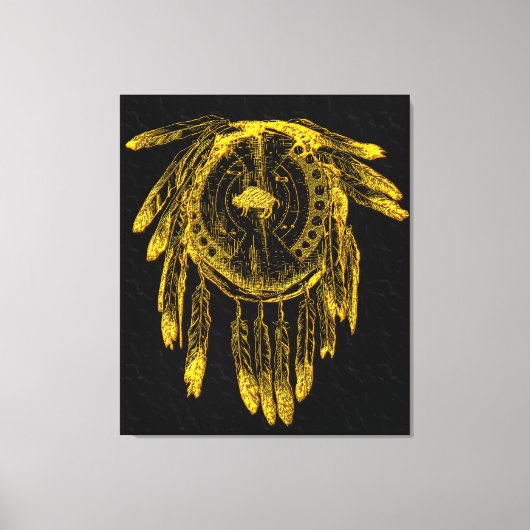 Buffalo Hide Shield 1 Wrapped Canvas Leinwanddruck (Vorderseite)