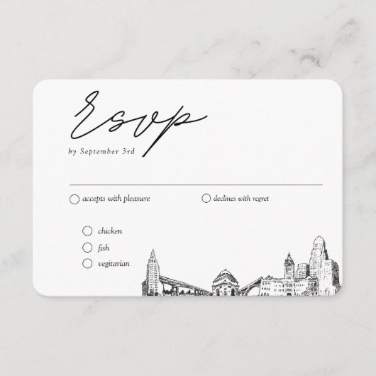 Buffalo Hochzeit traditionelle UAWG Option Begleitkarte (Vorderseite)