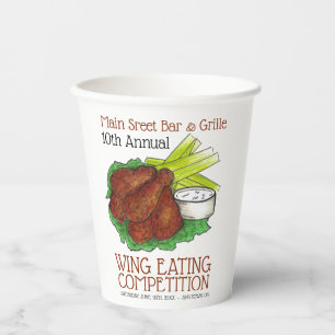 Buffalo Hot Chicken Wings Wing Eating Wettbewerb Pappbecher