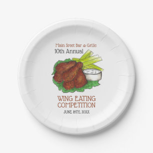 Buffalo Hot Chicken Wings Wing Eating Wettbewerb Pappteller