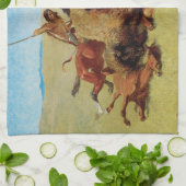 Buffalo Hunt by Remington, Vintager Indianer Geschirrtuch (Gefaltet)