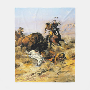 "Buffalo Hunt" Cowboy Art von Charles Russell Fleecedecke