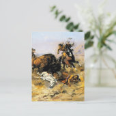 "Buffalo Hunt Cowboy Art" von Charles Russell Postkarte (Stehend Vorderseite)