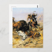 "Buffalo Hunt Cowboy Art" von Charles Russell Postkarte (Vorne/Hinten)