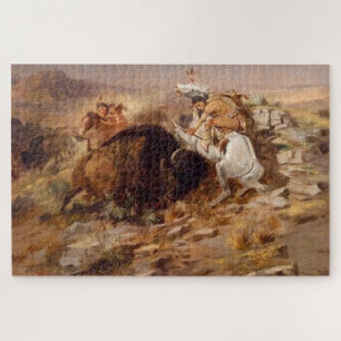 Buffalo Hunt Native American Hunters C M Russell Puzzle