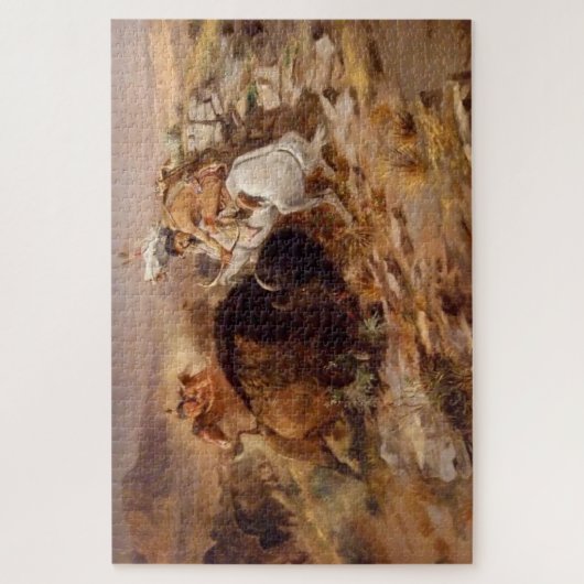 Buffalo Hunt Native American Hunters C M Russell Puzzle (Vertikal)