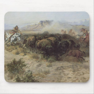Buffalo Hunt Nr. 26 von CM Russell, Vintage Amerik Mousepad