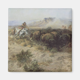 Buffalo Hunt Nr. 26 von CM Russell, Vintage Indian Magnet