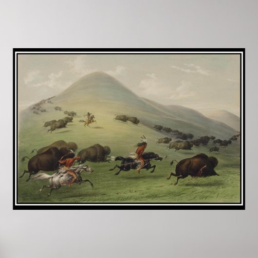 Buffalo Hunt von den Indianern Vintage Poster (Vorne)