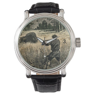 Buffalo Hunt Wild West Frontiersman Illustration Armbanduhr