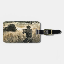 Buffalo Hunt Wild West Frontiersman Illustration Gepäckanhänger