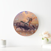 Buffalo Hunter Native American Clock Große Wanduhr (Zuhause)