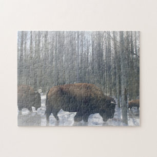 Buffalo im Schnee Puzzle