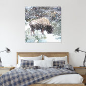 Buffalo im Schneesturm überwundene Leinwand Print (Insitu (Schlafzimmer))