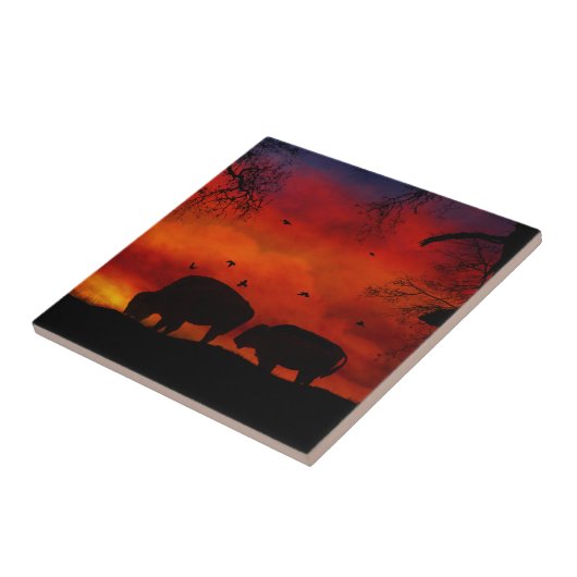 Buffalo im Sunset Art Tile Fliese (Seite)