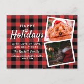 Buffalo Kariert 2 Foto Collage Pet Urlaub Ankündigungspostkarte (Vorderseite)