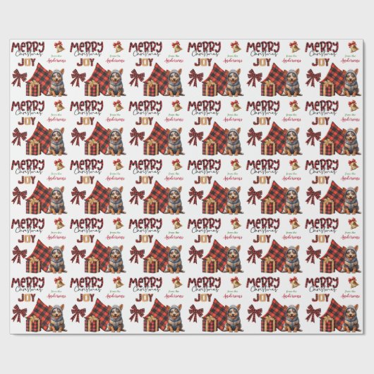 Buffalo Kariert Aussie Cattle Dog Welpe Weihnachte Geschenkpapier (Flach)
