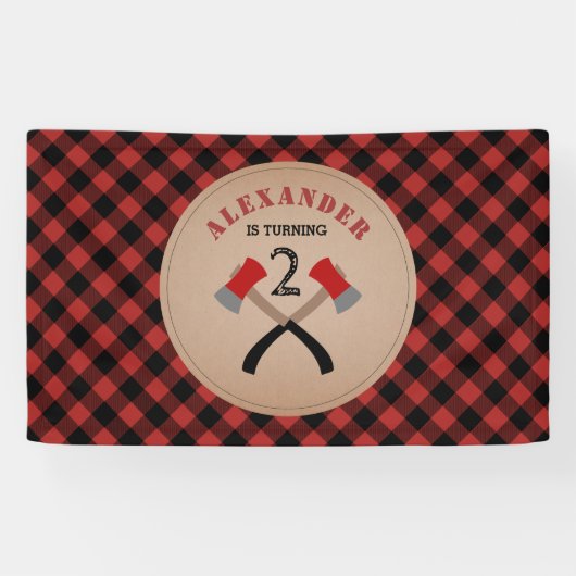 Buffalo Kariert Ax Lumberjack Geburtstag Banner (Horizontal)