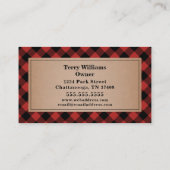 Buffalo Kariert Ax Tree Service Firewood Visitenkarte (Rückseite)