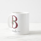 Buffalo Kariert B Monogram Weihnachtskaffee Tasse (Vorderseite Links)